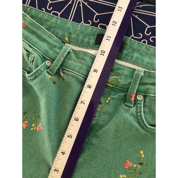 NYDJ Green Floral Print Crop Capri Jeans Women’s Size 6 Mid Rise Stretch Denim - Picture 10 of 14